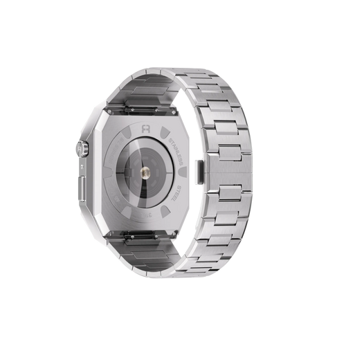 Reqior Apple Watch 45mm Case with Steel Strap 'Nautilus' (Silver)