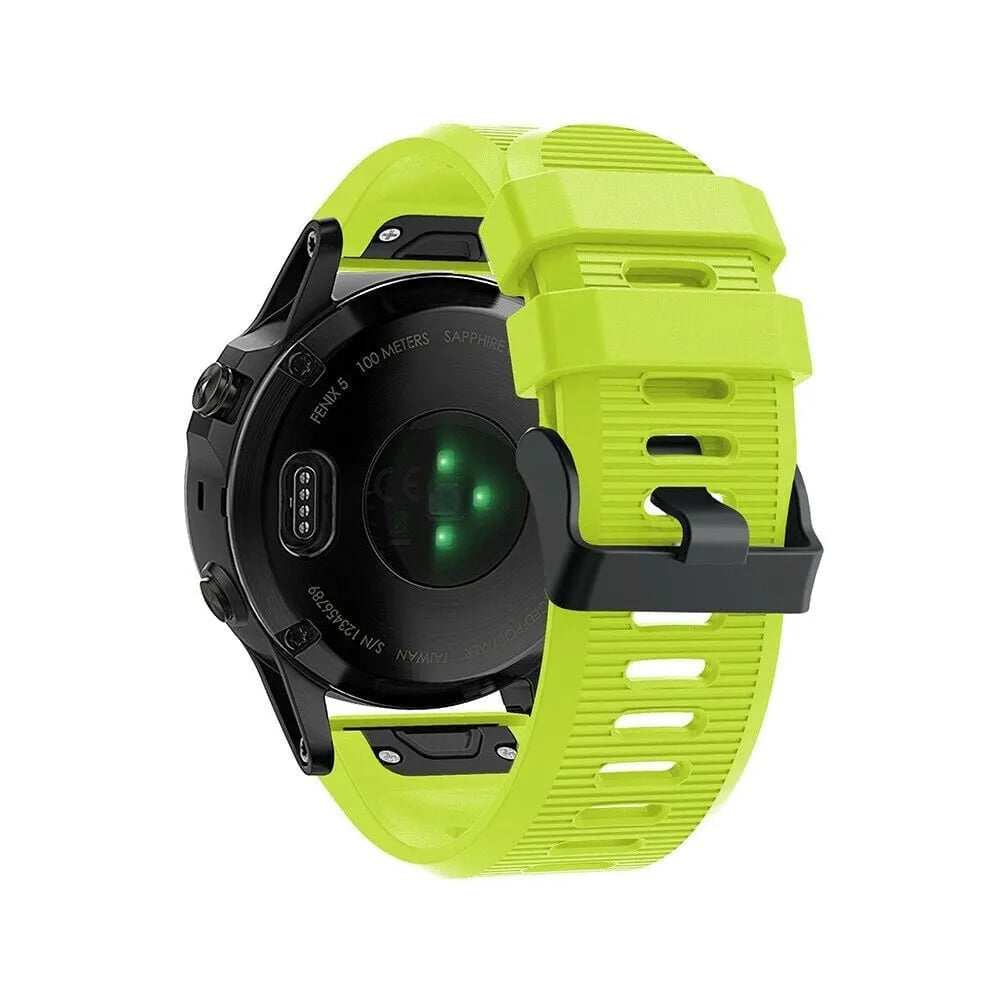 Silicone Strap, light green, on a watch, 3/4 rear view
