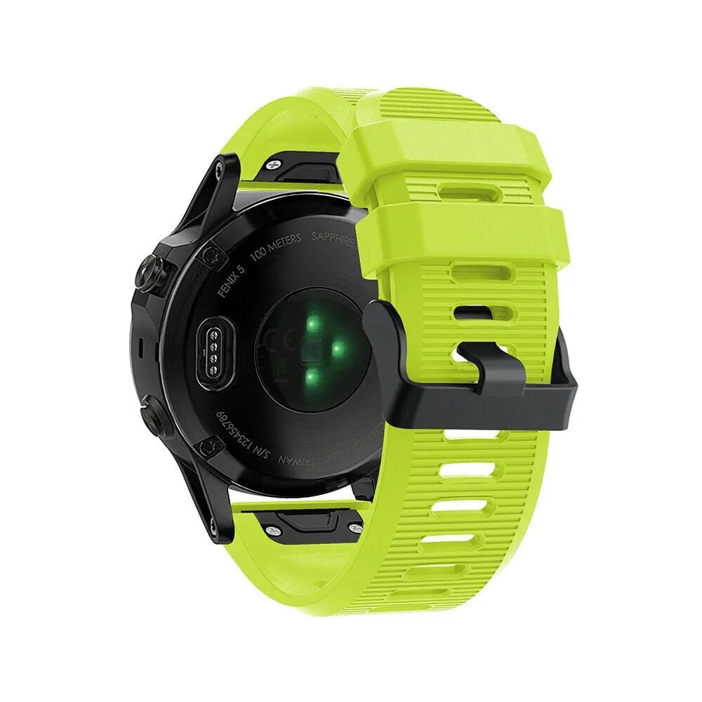 Silicone Strap, light green, on a watch, 3/4 rear view