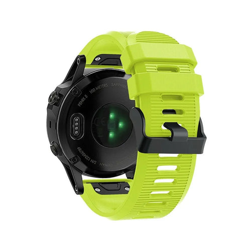 Silicone Strap, light green, on a watch, 3/4 rear view