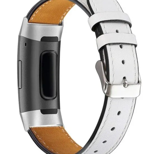 Modern Leather Strap, white, on a watch, 3/4 rear view