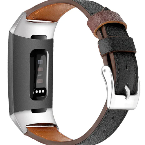 Leather Strap, black, on a watch, 3/4 rear view
