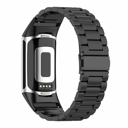 Steel Strap, black, on a watch, 3/4 rear view
