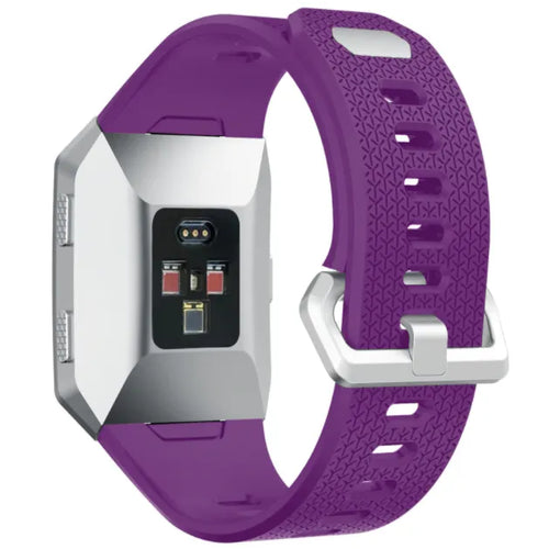 Silicone Strap, purple, on a watch, 3/4 rear view