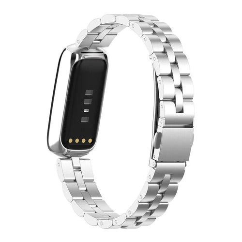 Steel Strap, silver, on a watch, 3/4 rear view