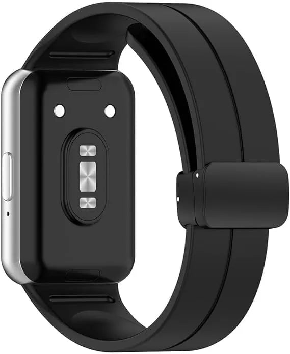 D-Buckle Silicone Strap, black, on a watch, 3/4 rear view