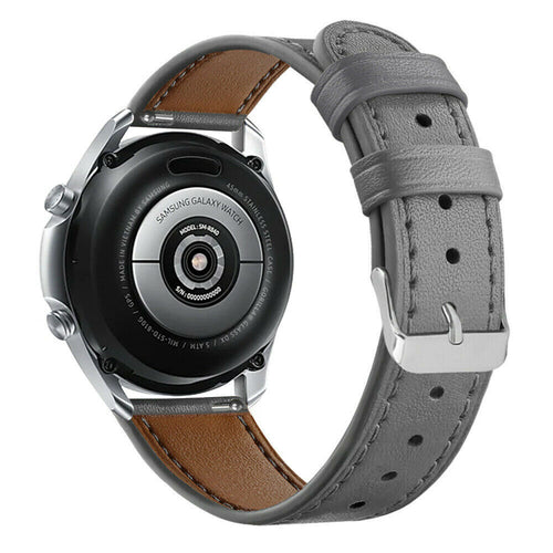Modern Leather Strap, grey, on a watch, 3/4 rear view