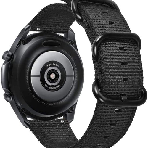 Nylon Buckle Strap, black, on a watch, 3/4 rear view