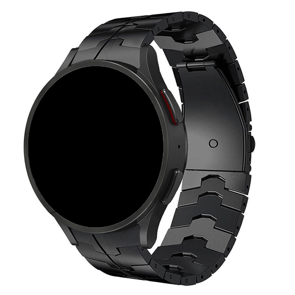 Steel Iron Strap, black, on a watch, 3/4 rear view