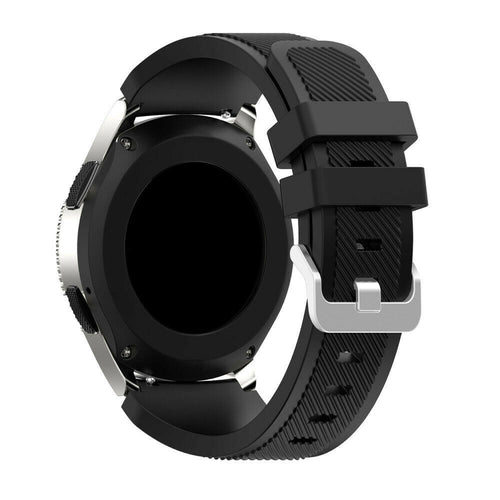 Twill Silicone Strap, black, on a watch, 3/4 rear view