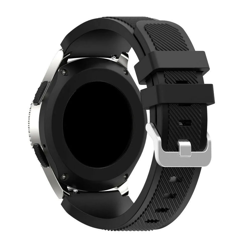 Twill Silicone Strap, black, on a watch, 3/4 rear view
