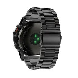 Steel Strap, black, on a watch, 3/4 rear view