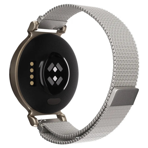 Milanese Strap, starlight, on a watch, 3/4 rear view