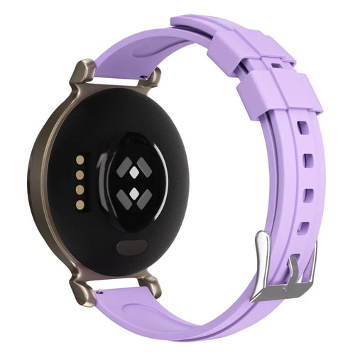 Silicone Strap, light purple, on a watch, 3/4 rear view