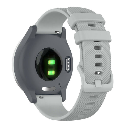 Silicone Sport Strap, grey, on a watch, 3/4 rear view