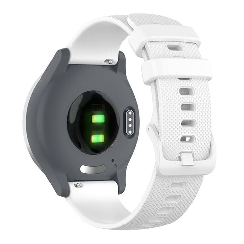 Silicone Sport Strap, white, on a watch, 3/4 rear view