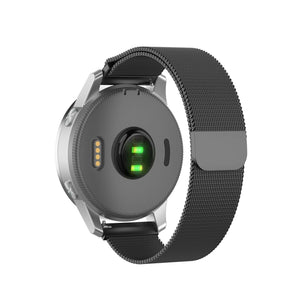 Milanese Strap, black, on a watch, 3/4 rear view