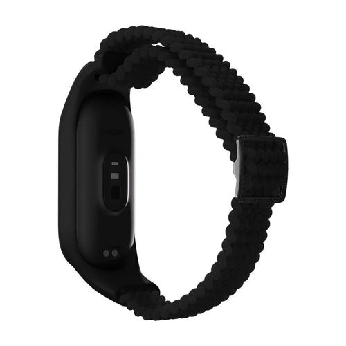 Nylon Mi Braided Strap, black, on a watch, 3/4 rear view