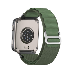 Alpine Nylon Strap, green, on a watch, 3/4 rear view