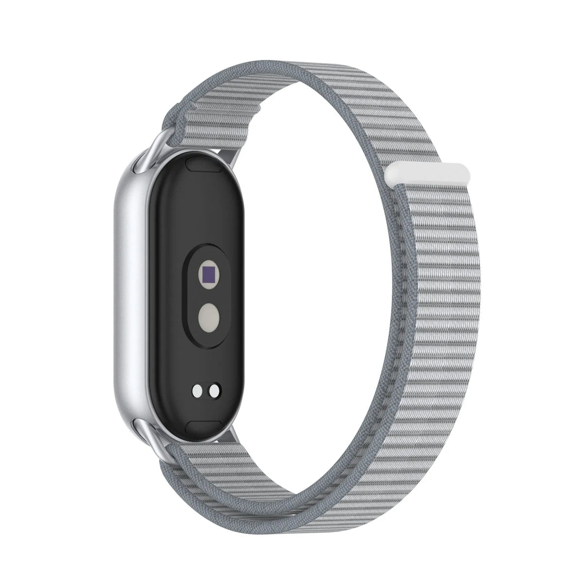 Modern Nylon Strap, grey, on a watch, 3/4 rear view