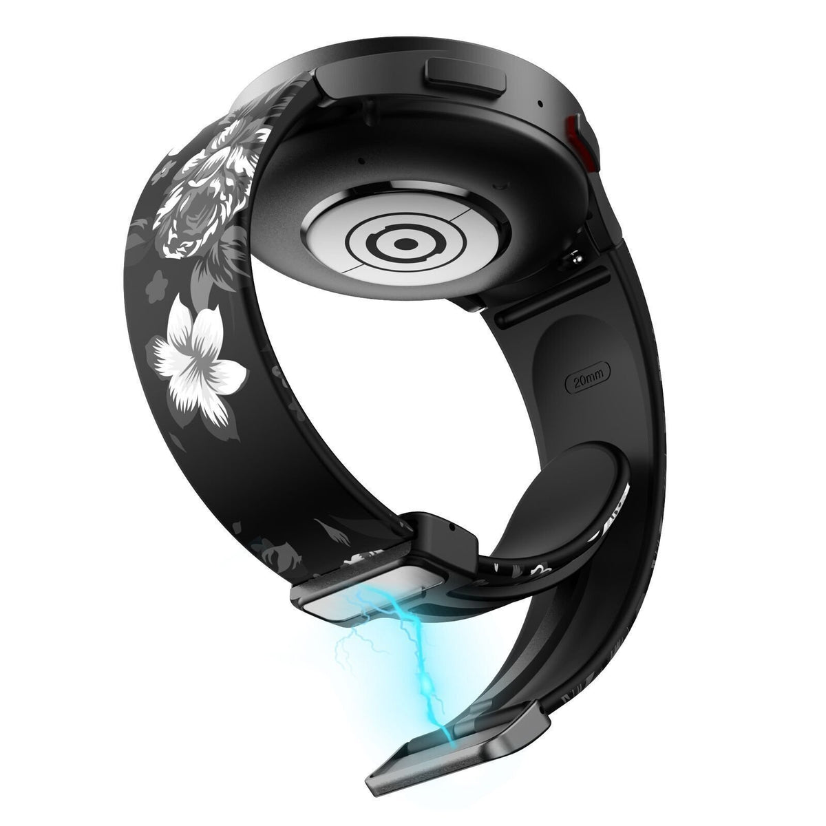 Silicone Magnetic Patterned Strap, on a watch, 3/4 rear view