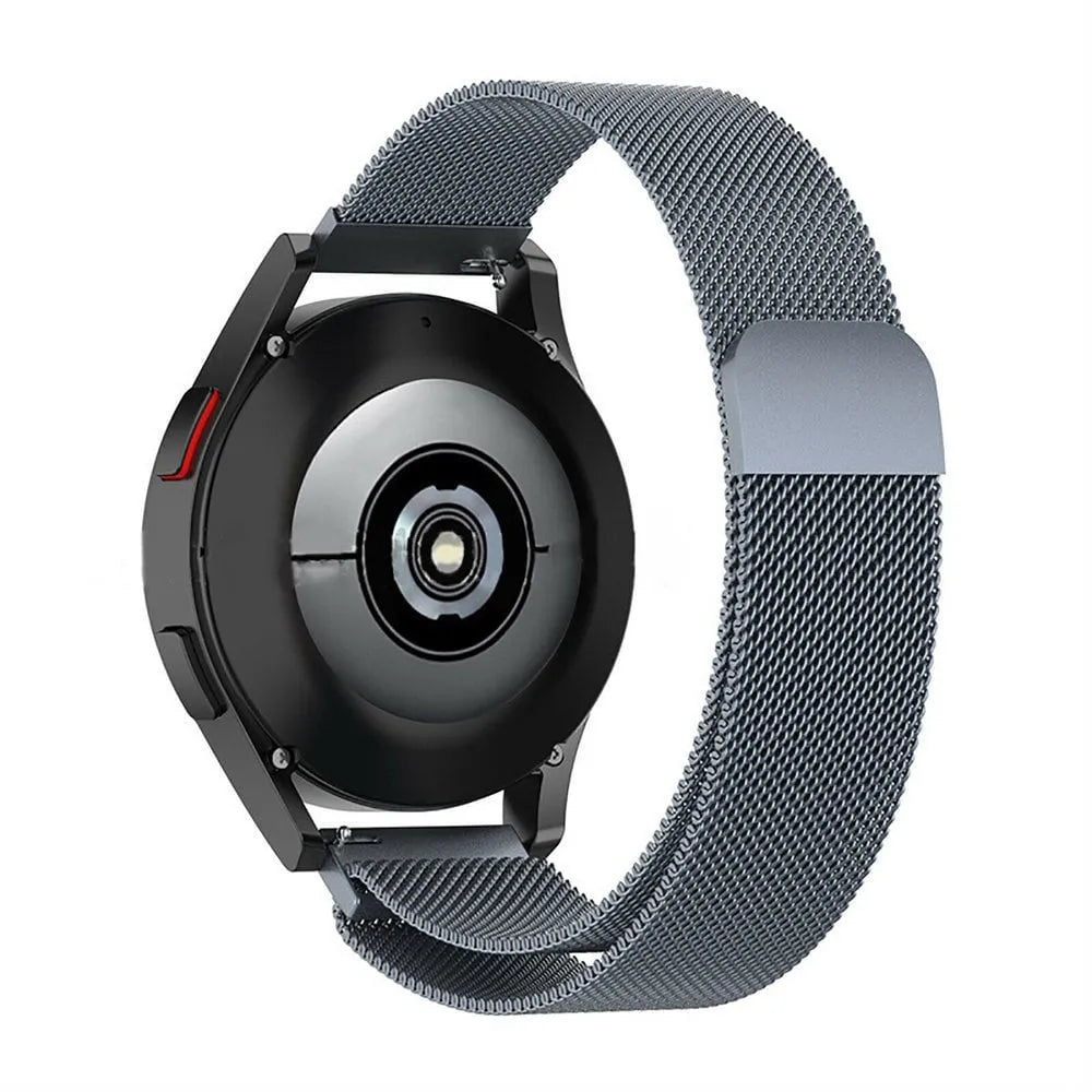 Milanese Strap, space grey, on a watch, 3/4 rear view