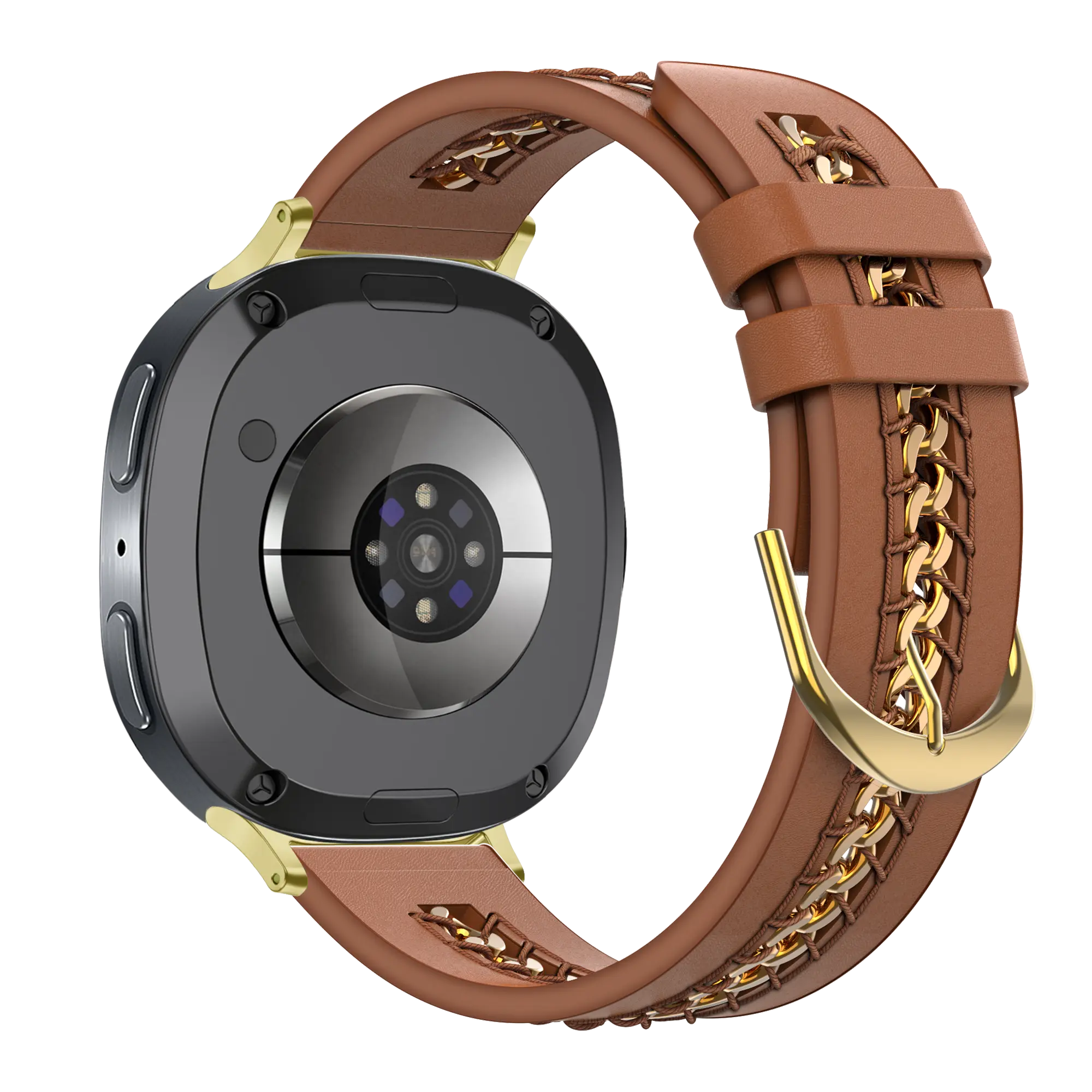 Bandz Samsung Galaxy Watch 9 - 40mm Lederarmband 'Chains' (Braun)