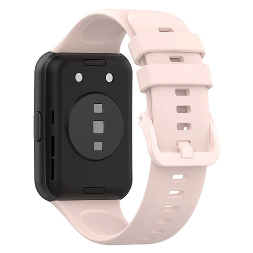 Silicone Strap, light pink, on a watch, 3/4 rear view
