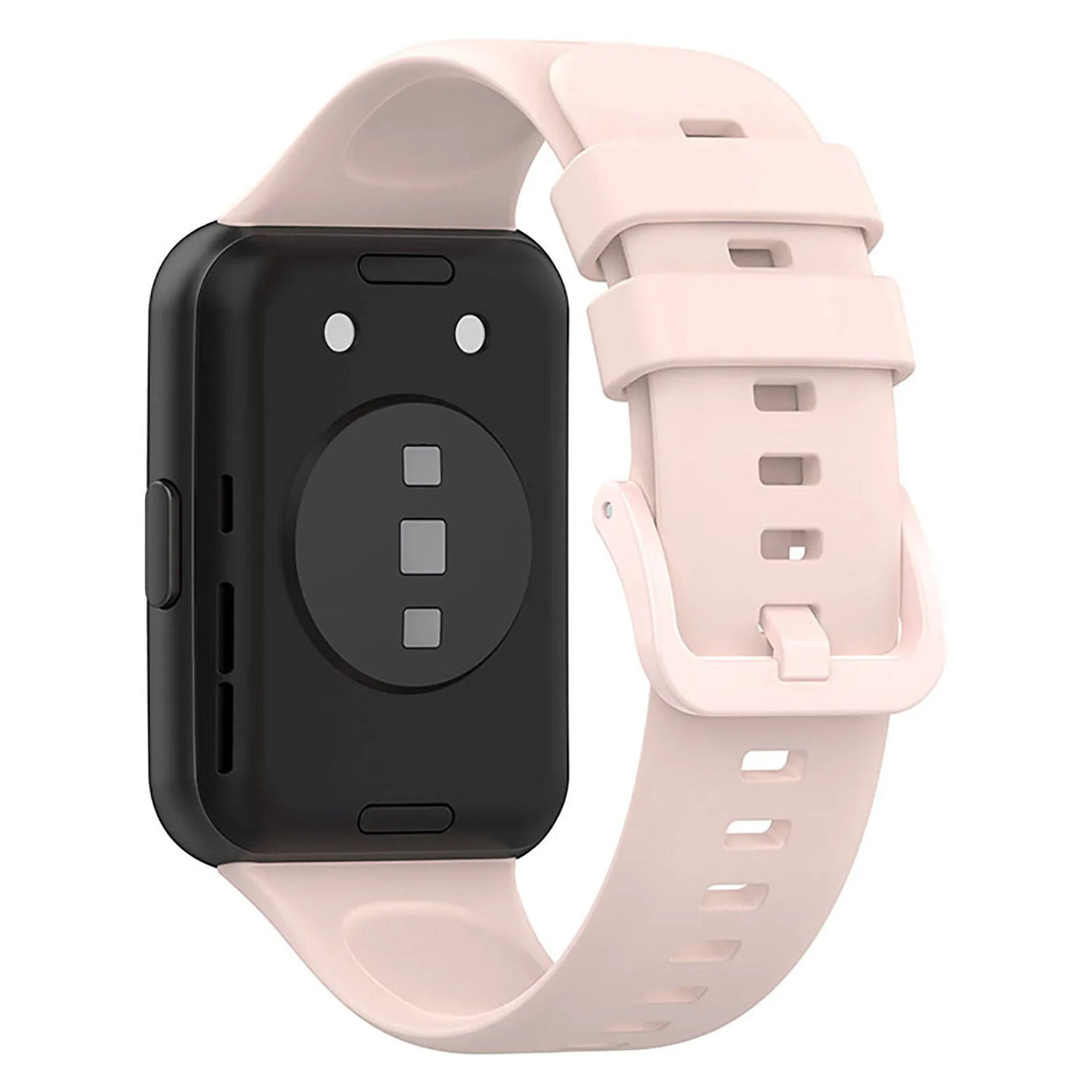 Silicone Strap, light pink, on a watch, 3/4 rear view