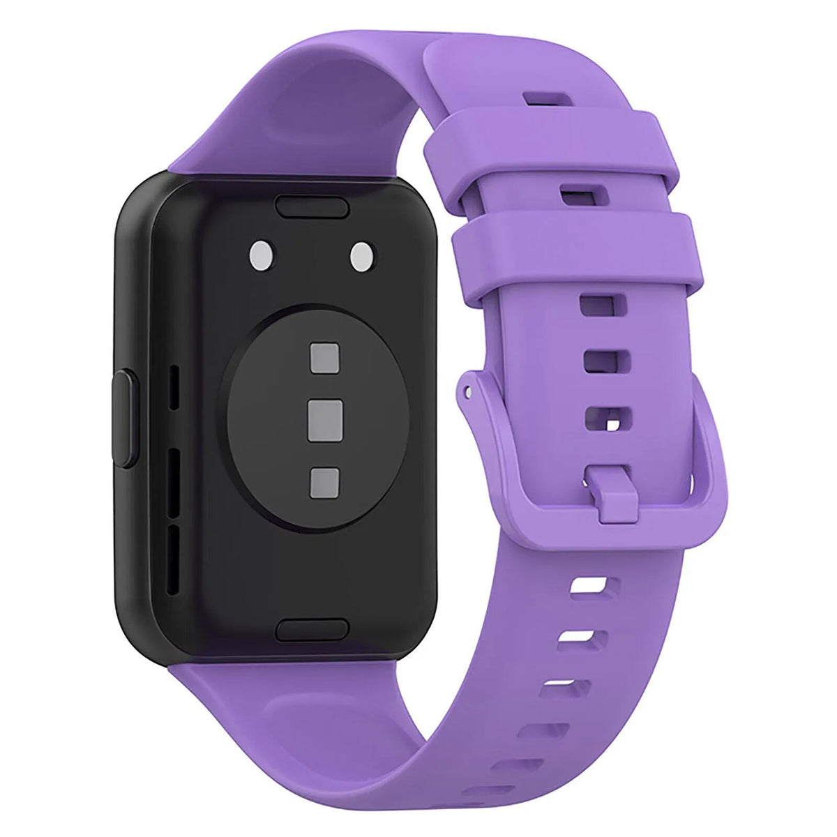 Silicone Strap, purple, on a watch, 3/4 rear view