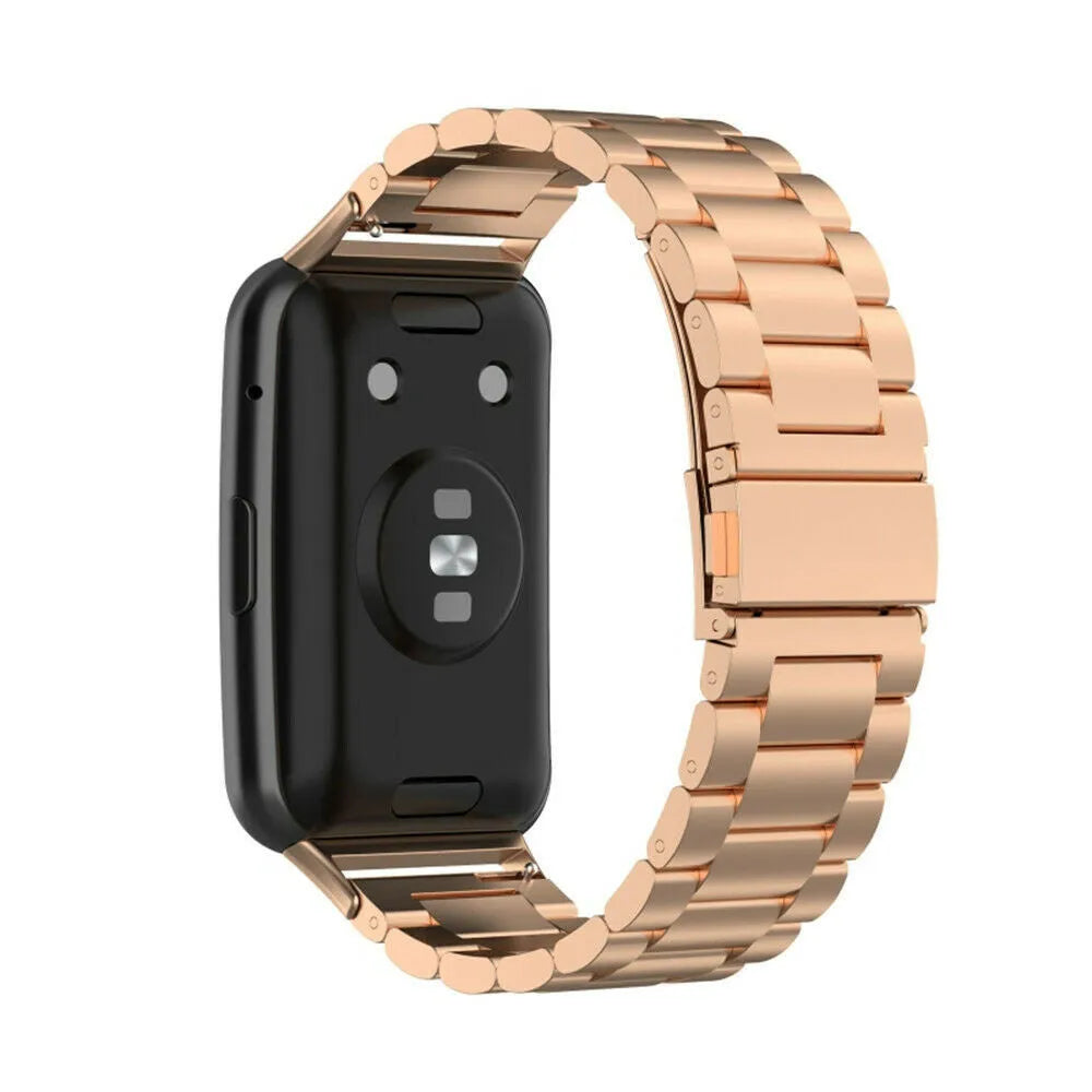 Steel Strap, rose gold, on a watch, 3/4 rear view