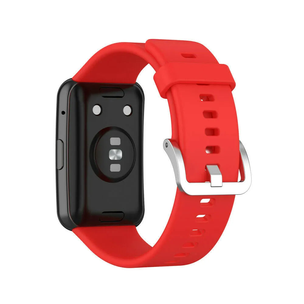 Silicone Strap, red, on a watch, 3/4 rear view