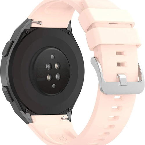 Silicone Strap, light pink, on a watch, 3/4 rear view