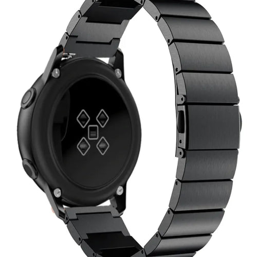 Premium Metal Strap, black, on a watch, 3/4 rear view