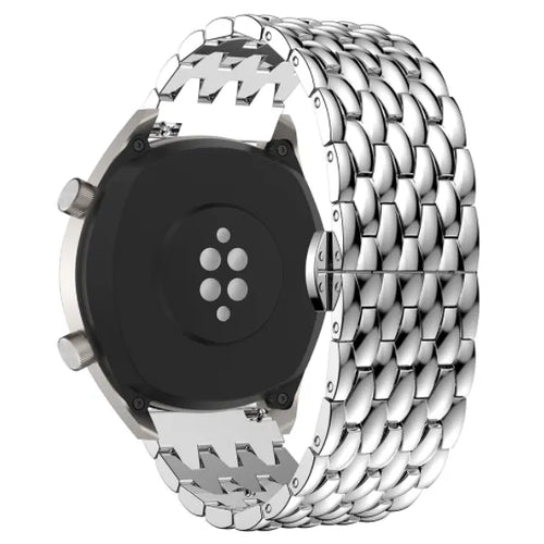 Steel Dragon Strap, silver, on a watch, 3/4 rear view