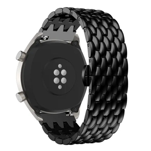 Steel Dragon Strap, black, on a watch, 3/4 rear view