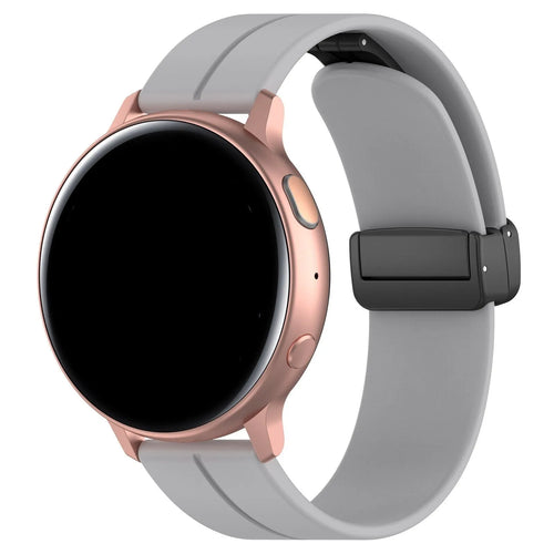 D-Buckle Silicone Strap, light grey, on a watch, 3/4 rear view