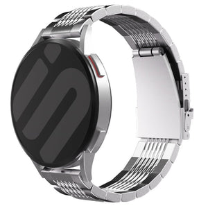Luxury Steel Link Strap, silver, on a watch, 3/4 rear view