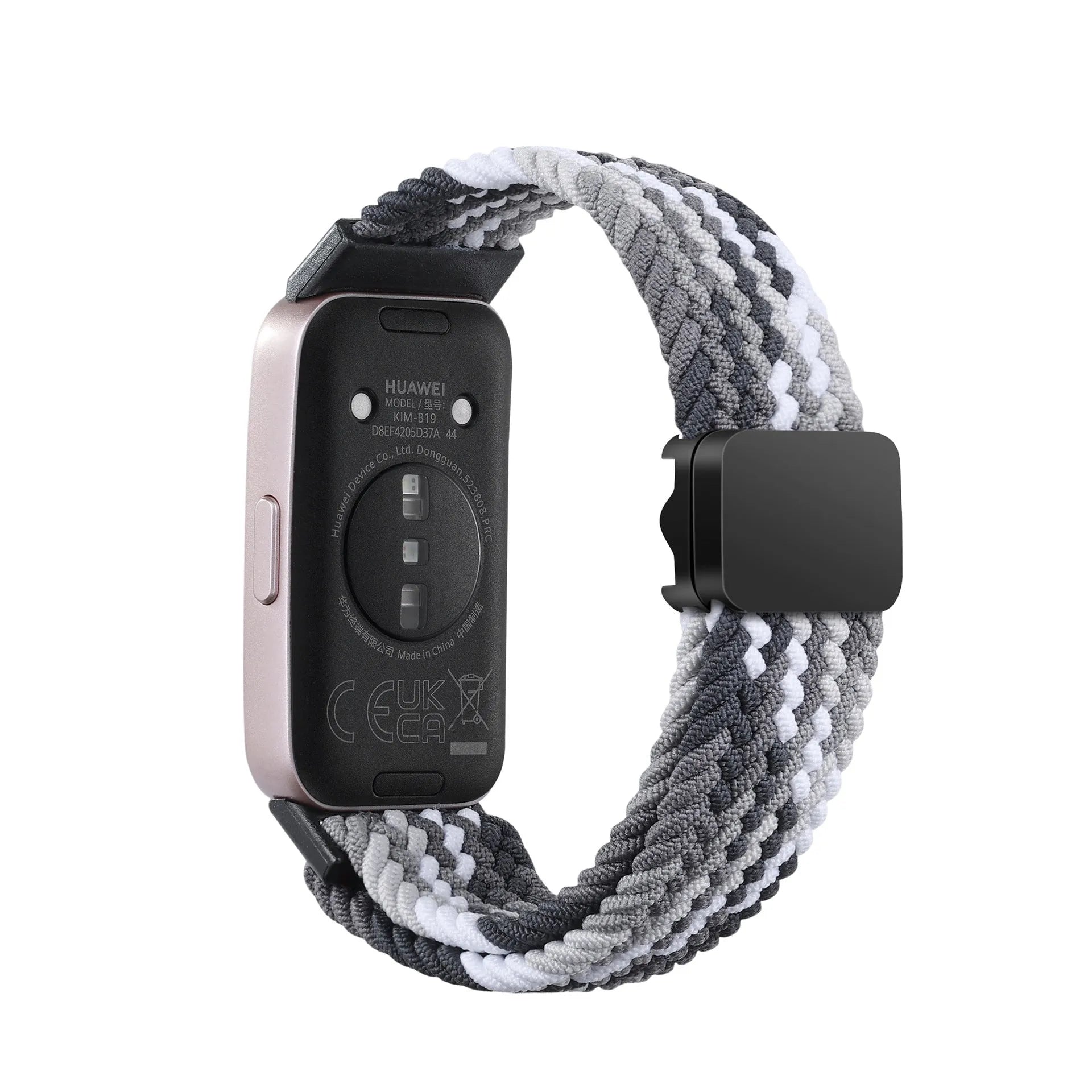 Nylon Adjustable Braided Strap, slate, on a watch, 3/4 rear view