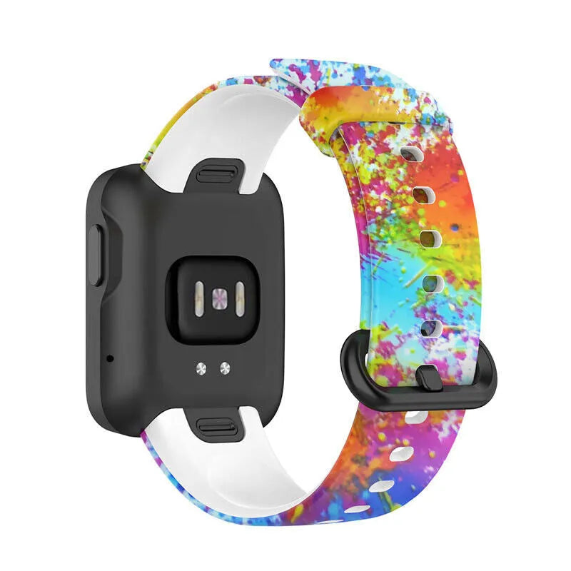 Silicone Patterned Strap, on a watch, 3/4 rear view