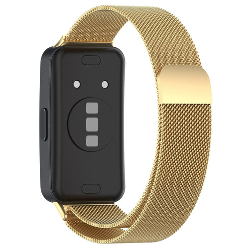 Milanese Strap, gold, on a watch, 3/4 rear view
