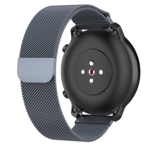 Milanese Strap, space grey, on a watch, 3/4 rear view