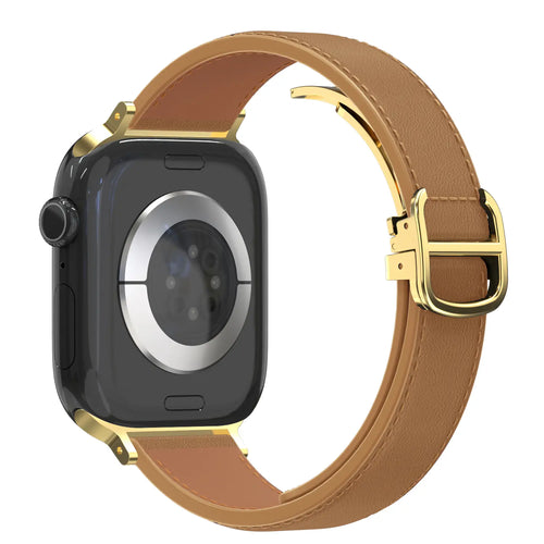 Bandz Apple Watch Leather Strap 'D-Type' (Milk Tea)