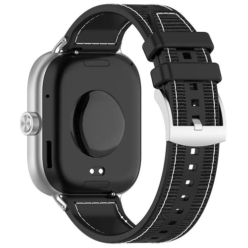 Nylon Hybrid Strap, black, on a watch, 3/4 rear view