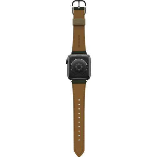 Otterbox Symmetry Cactus Leather, green, on a watch, 3/4 rear view