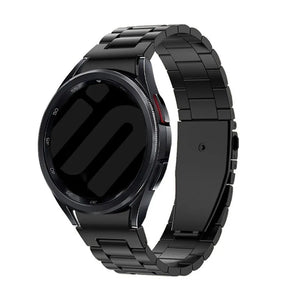 Steel Strap 'One Push', black, on a watch, 3/4 rear view