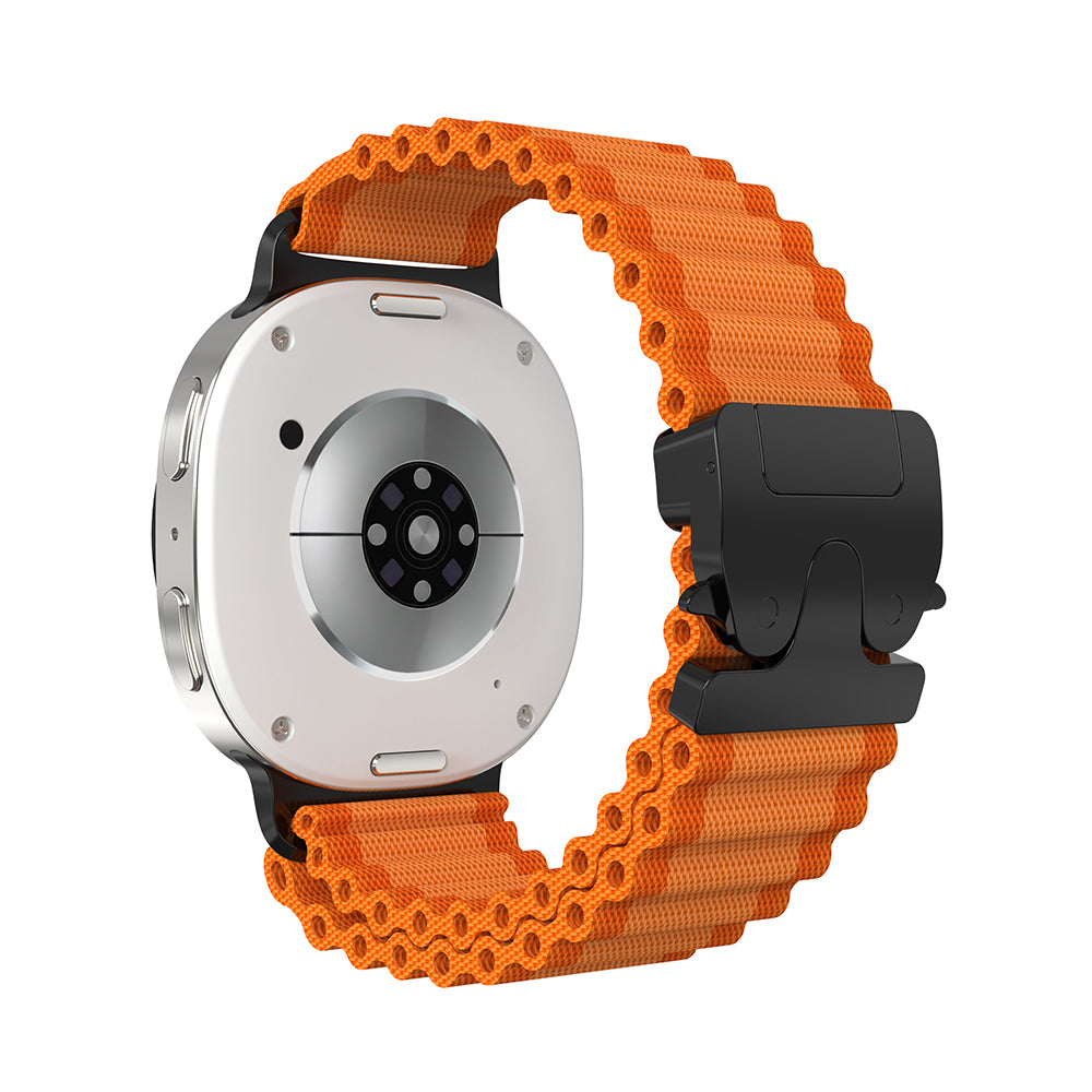 Samsung Galaxy Watch 9 - 44mm Outdoor Nylon Strap with P-Buckle (Orange/Black)