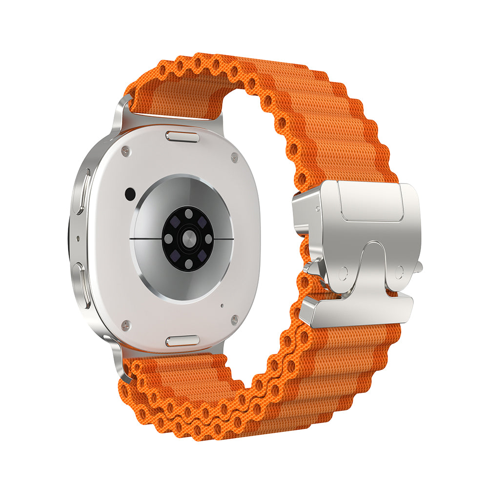 Samsung Galaxy Watch 8 - 44mm Outdoor Nylonarmband mit P-Schnalle (Orange/Silber)