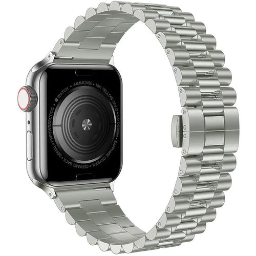 Presidential Steel Strap, titanium, on a watch, 3/4 rear view