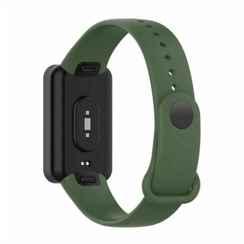 Silicone Strap, dark green, on a watch, 3/4 rear view